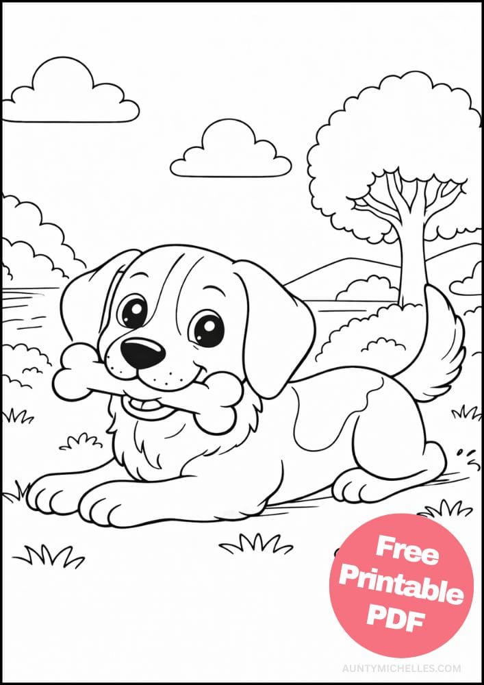 Free Printable Dog Coloring Pages for Kids Cute Colouring Book Puppy Printout beagle bone