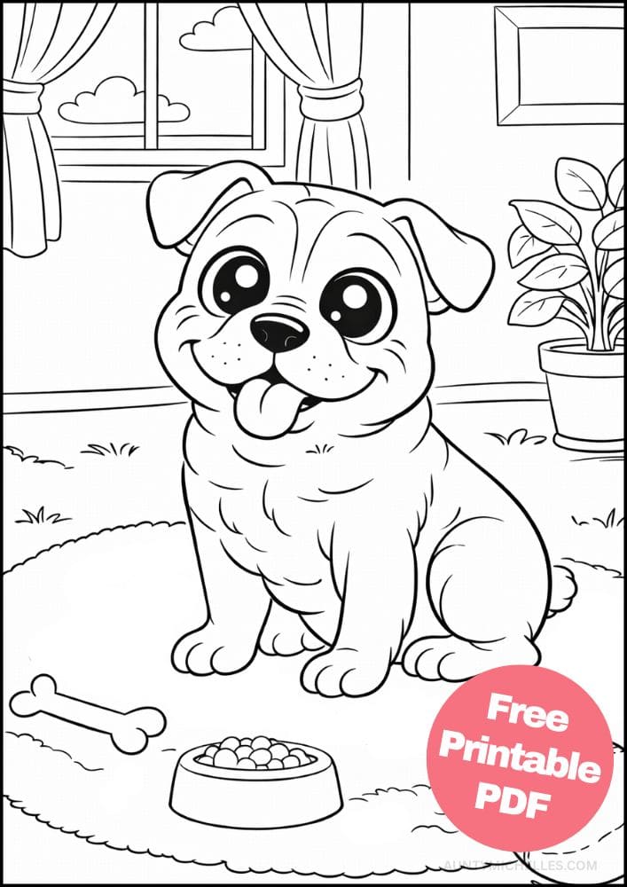 Free Printable Dog Coloring Pages for Kids Cute Colouring Book Puppy Printout bulldog