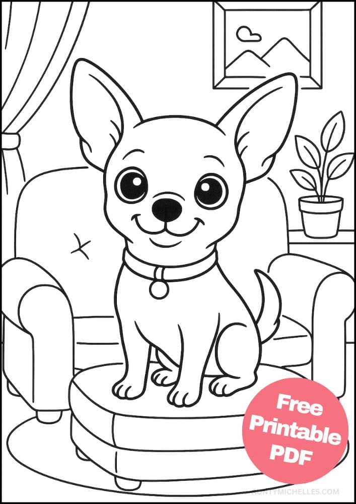 Free Printable Dog Coloring Pages for Kids Cute Colouring Book Puppy Printout chihuahua