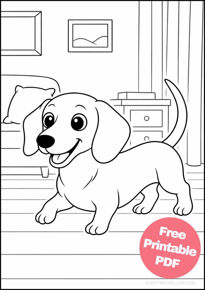 Free Printable Dog Coloring Pages for Kids Cute Colouring Book Puppy Printout dachshund