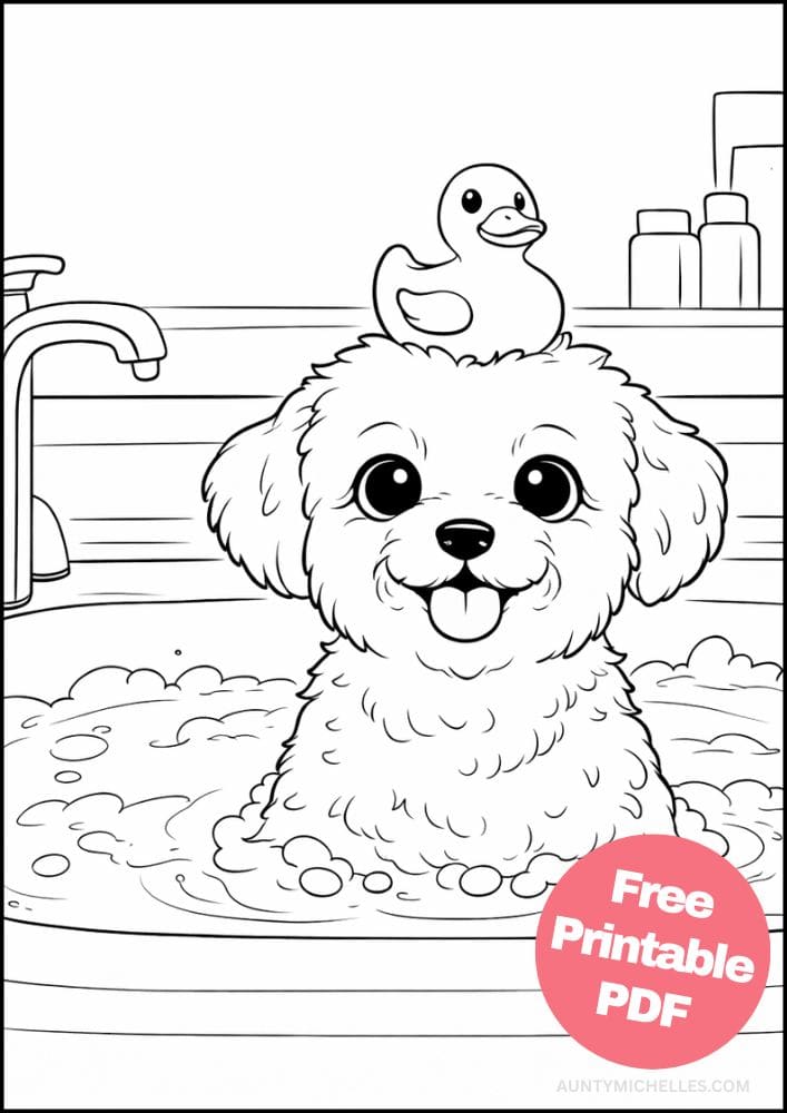 Free Printable Dog Coloring Pages for Kids Cute Colouring Book Puppy Printout maltese bath tub