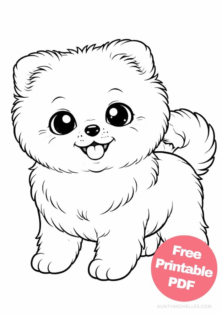 Free Printable Dog Coloring Pages for Kids Cute Colouring Book Puppy Printout pomeranian samoyed