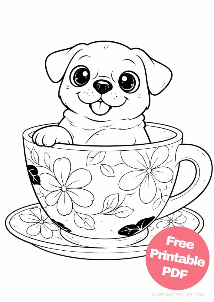 Free Printable Dog Coloring Pages for Kids Cute Colouring Book Puppy Printout pug teacup