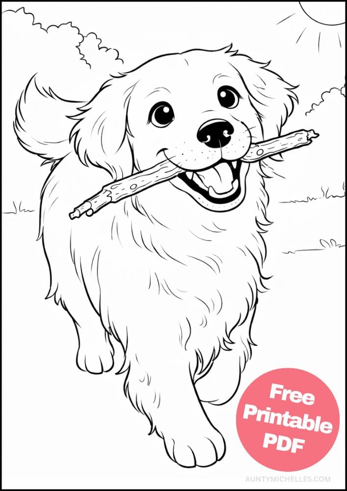 Free Printable Dog Coloring Pages for Kids Cute Colouring Book Puppy Printout retriever labrador