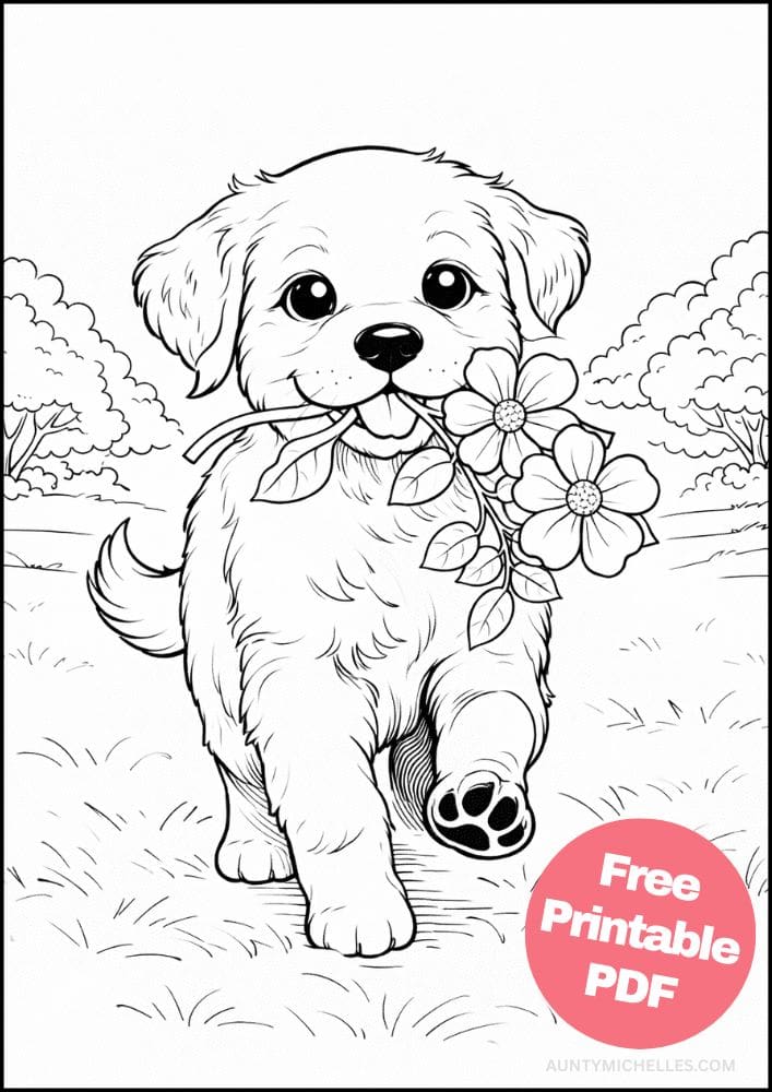 Free Printable Dog Coloring Pages for Kids Cute Colouring Book Puppy Printout retriever labrador