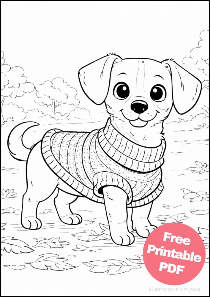 Free Printable Dog Coloring Pages for Kids Cute Colouring Book Puppy Printout short leg floppy ear