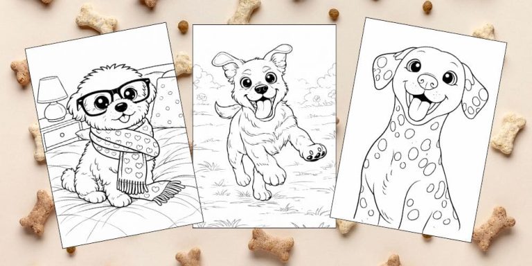 Free Printable Dog Coloring Pages for Kids Cute Colouring Book Puppy Pet Printout