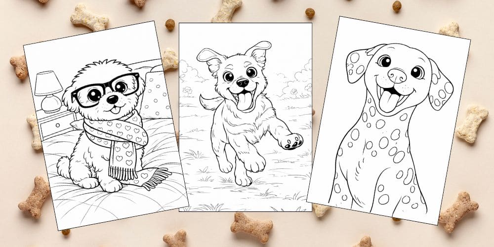 Free Printable Dog Coloring Pages for Kids Cute Colouring Book Puppy Pet Printout