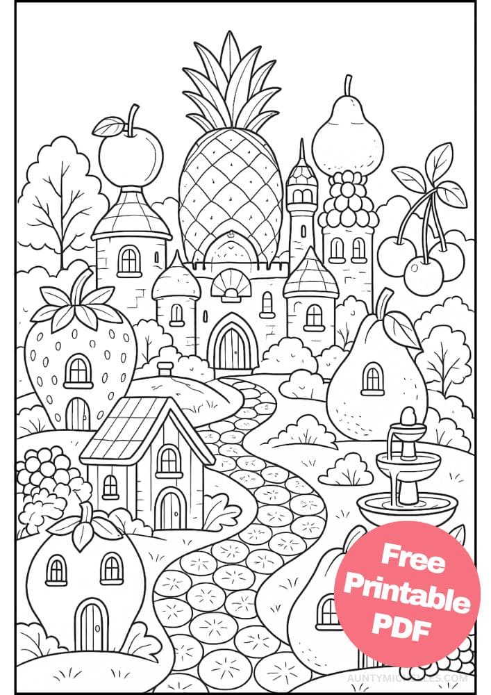 Free Printable Fantasy Coloring Pages for Kids Fairytale Colouring Book Magical Realm Printout fruit food