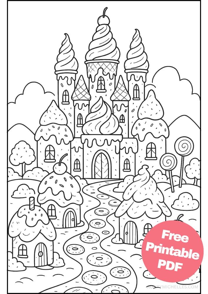 Free Printable Fantasy Coloring Pages for Kids Fairytale Colouring Book Magical Realm Printout icecream candy