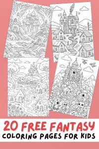 Free Printable Fantasy Coloring Pages for Kids, Fairytale Colouring Book, Magical Realm Printout, fantasy land activities for kids, imagination, new worlds, castles, sci-fi, futuristic, fairies, dragons