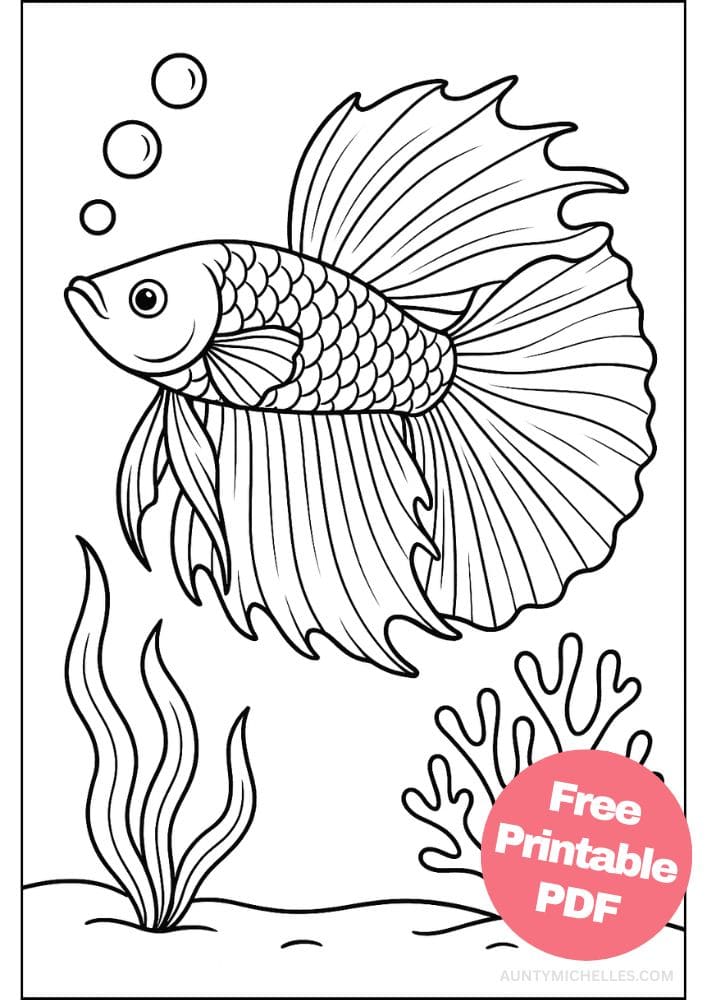 Free Printable Fish Coloring Pages for Kids Colouring Book Printout Ocean Sea Life Animals Beta fish