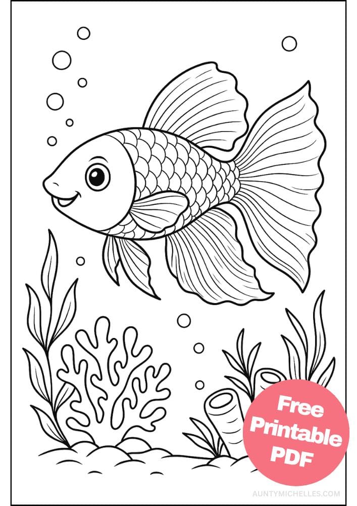 Free Printable Fish Coloring Pages for Kids Colouring Book Printout Ocean Sea Life Animals Guppy fish