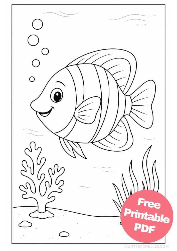 Free Printable Fish Coloring Pages for Kids Colouring Book Printout Ocean Sea Life Animals butterfly fish