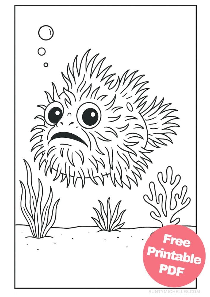 Free Printable Fish Coloring Pages for Kids Colouring Book Printout Ocean Sea Life Animals hairy frogfish