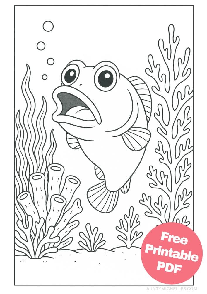 Free Printable Fish Coloring Pages for Kids Colouring Book Printout Ocean Sea Life Animals jawfish