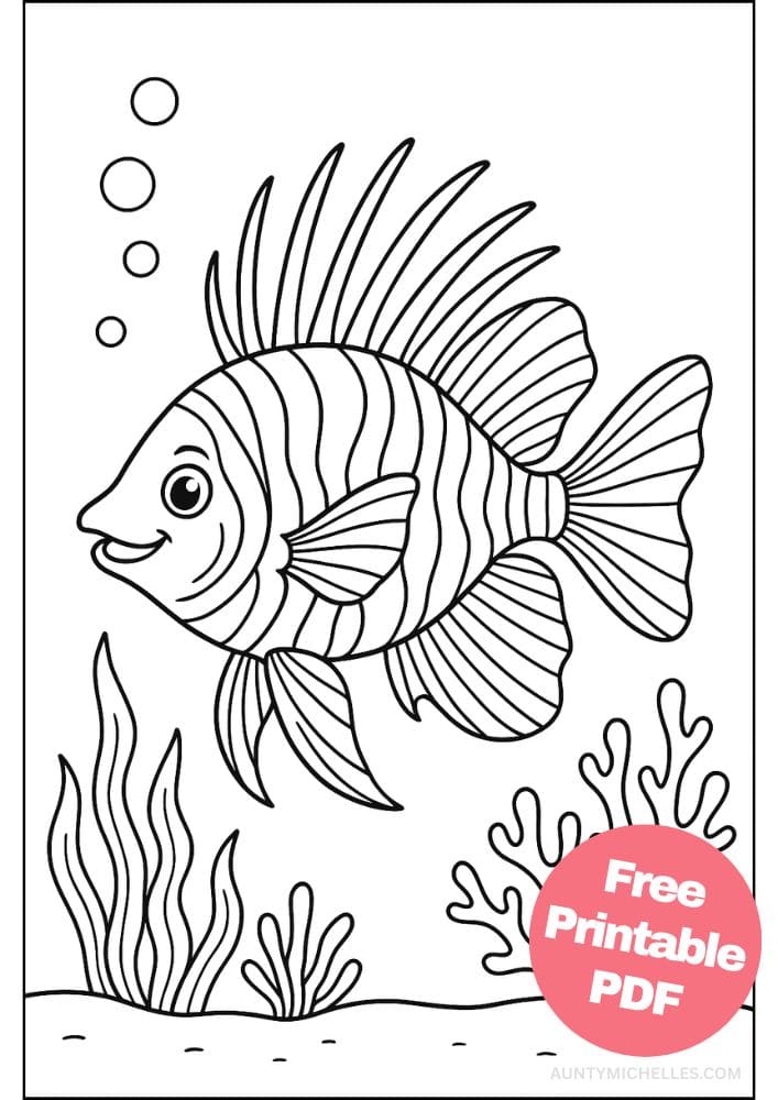 Free Printable Fish Coloring Pages for Kids Colouring Book Printout Ocean Sea Life Animals lion fish