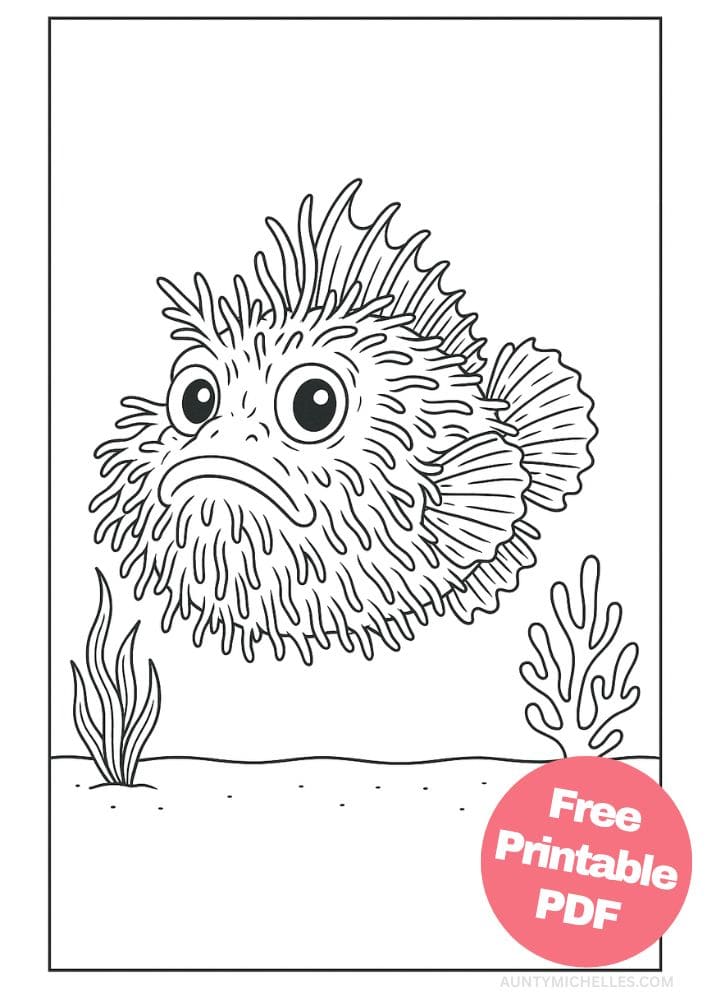 Free Printable Fish Coloring Pages for Kids Colouring Book Printout Ocean Sea Life Animals scorpionfish