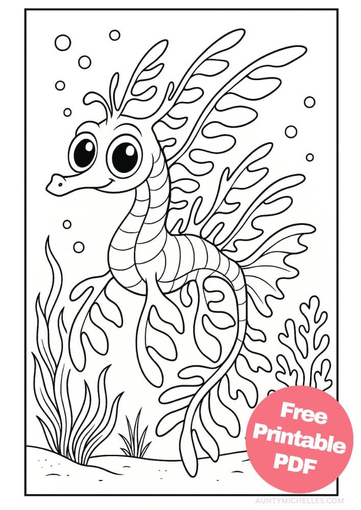 Free Printable Fish Coloring Pages for Kids Colouring Book Printout Ocean Sea Life Animals sea dragon