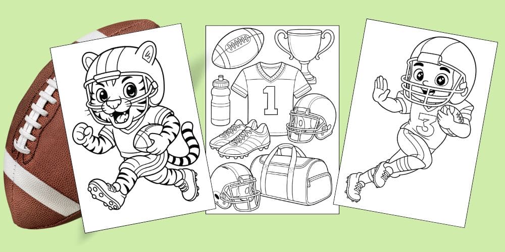 Free Printable Football Coloring Pages for Kids Book Printout feature