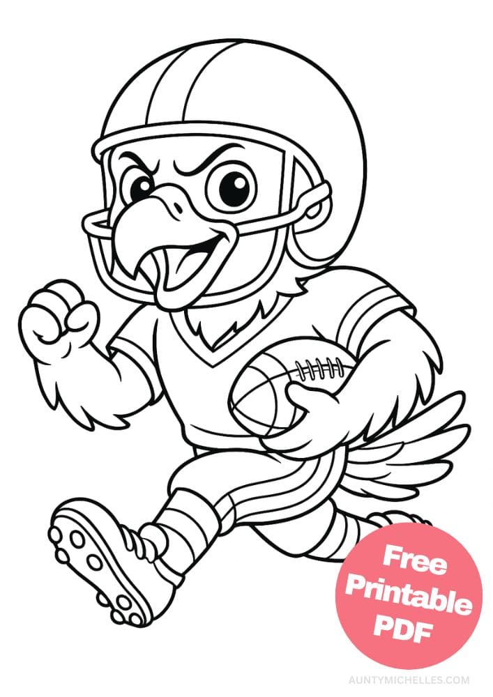 Free Printable Football Coloring Pages for Kids Book Printout team players american eagles mascot