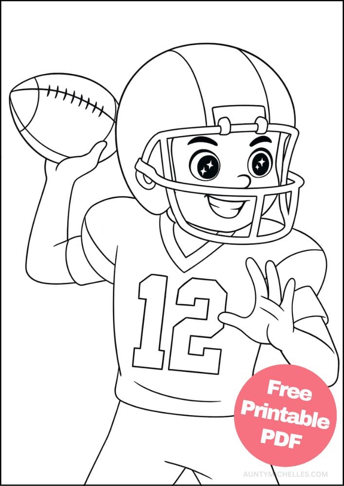 Free Printable Football Coloring Pages for Kids Book Printout team players american quarterback
