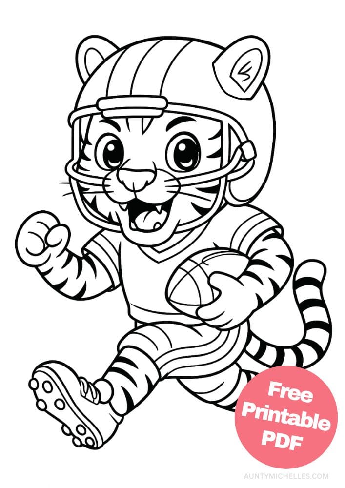 Free Printable Football Coloring Pages for Kids Book Printout team players american tigers mascot