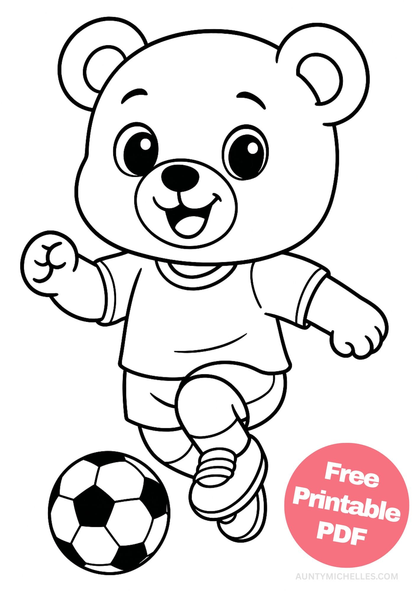 Free Printable Soccer Coloring Pages for Kids Football Colouring Book Printout bears mascot