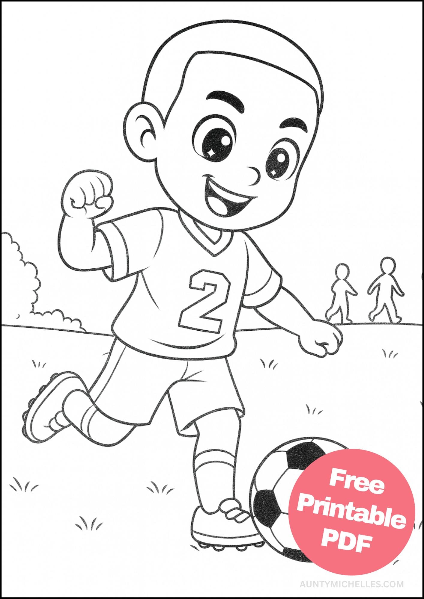 Free Printable Soccer Coloring Pages for Kids Football Colouring Book Printout diverse boy kicker