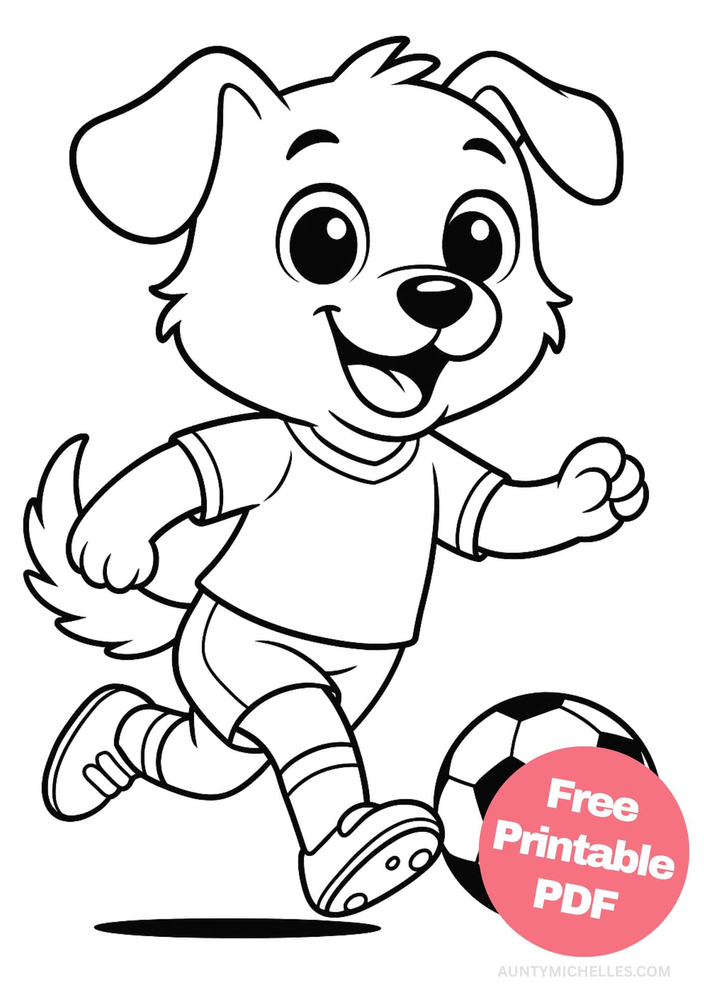 Free Printable Soccer Coloring Pages for Kids Football Colouring Book Printout dog mascot