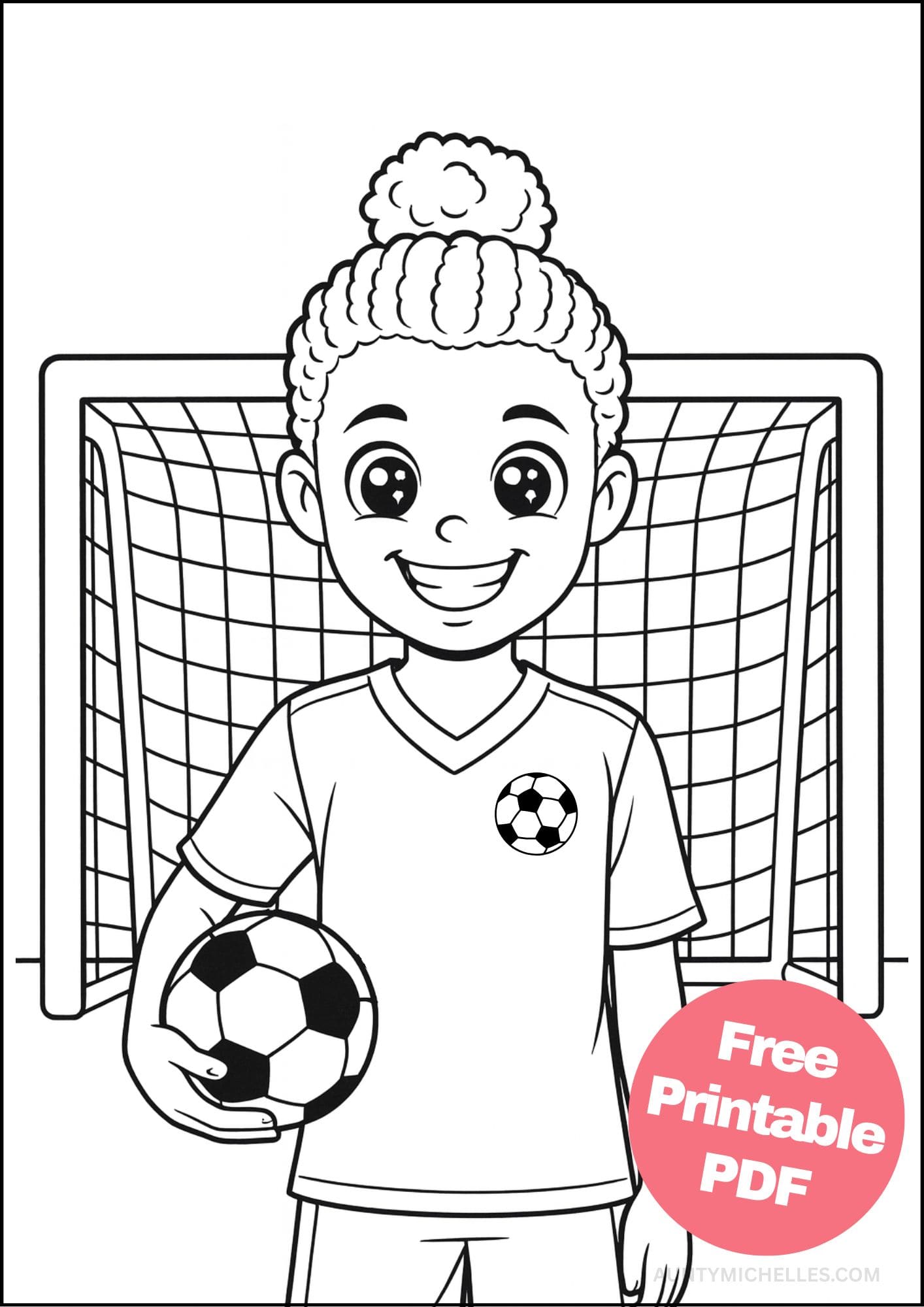 Free Printable Soccer Coloring Pages for Kids Football Colouring Book Printout girl goalie female