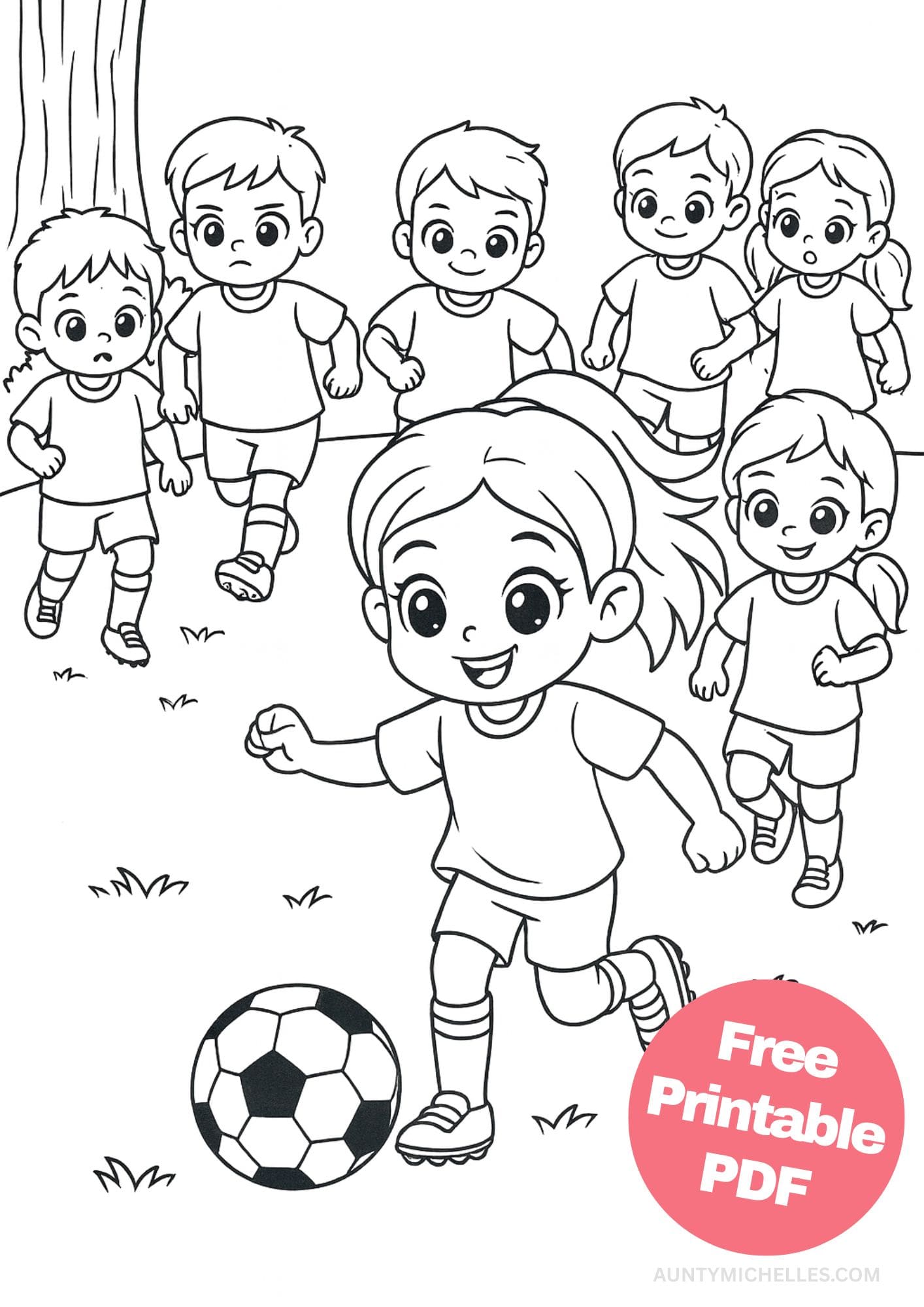 Free Printable Soccer Coloring Pages for Kids Football Colouring Book Printout girl playing running