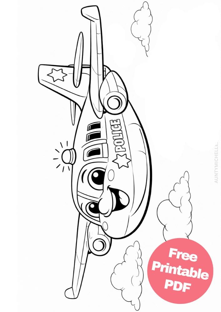 Free Printable Airplane Coloring Pages for Kids Plane Colouring Book Sheets Printout PDF Aircraft 13 police plane