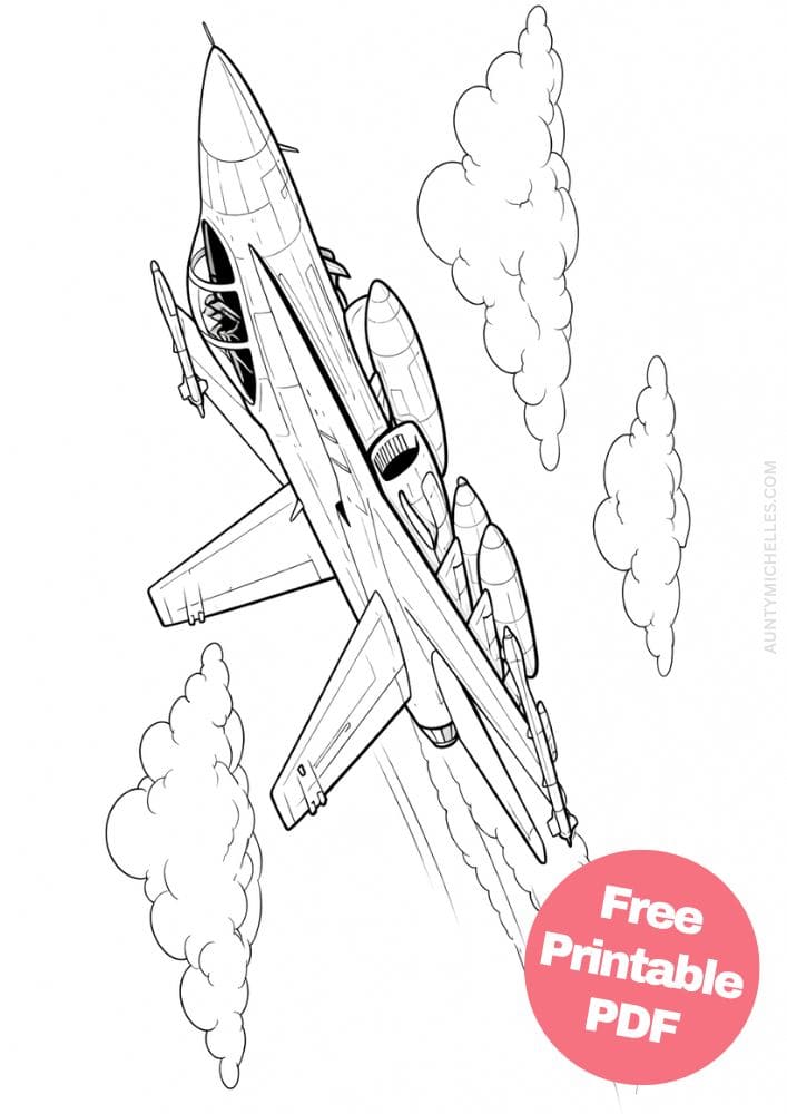 Free Printable Airplane Coloring Pages for Kids Plane Colouring Book Sheets Printout PDF Aircraft 15 fighter jet realistic
