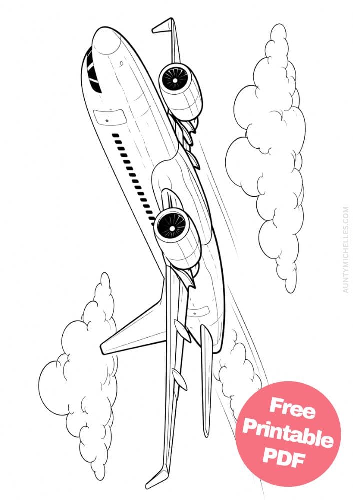 Free Printable Airplane Coloring Pages for Kids Plane Colouring Book Sheets Printout PDF Aircraft 16 passenger jet realistic