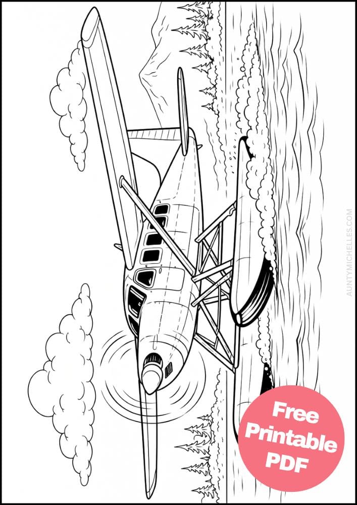 Free Printable Airplane Coloring Pages for Kids Plane Colouring Book Sheets Printout PDF Aircraft 17 seaplane realistic landing