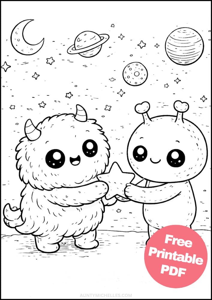 Free Printable Alien Coloring Pages for Kids Space Galaxy Colouring Book Sheets Printout PDF 12 Friends