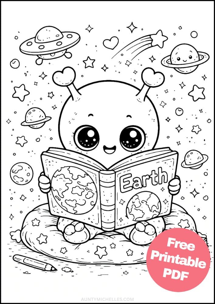 Free Printable Alien Coloring Pages for Kids Space Galaxy Colouring Book Sheets Printout PDF 2 Reading