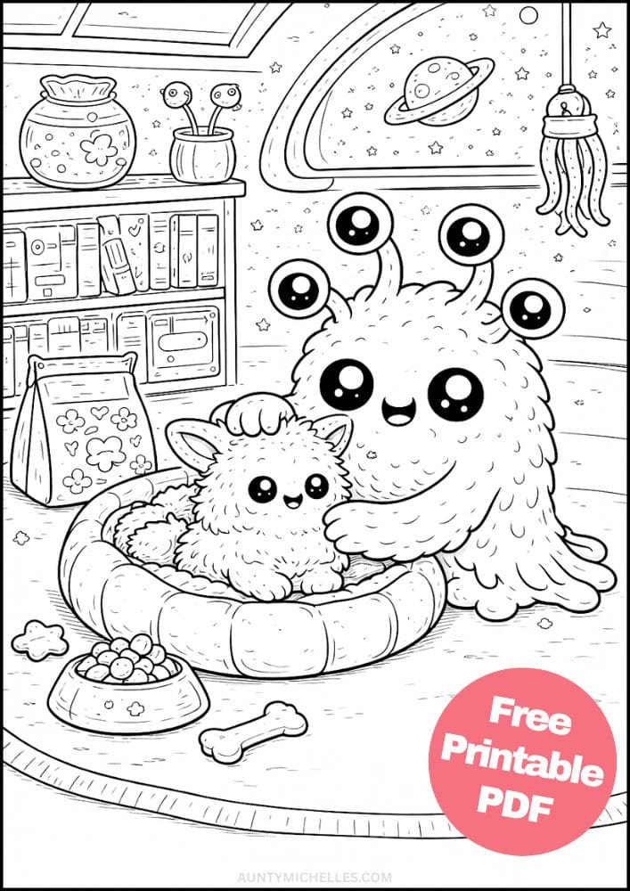 Free Printable Alien Coloring Pages for Kids Space Galaxy Colouring Book Sheets Printout PDF 20 Pet Alien