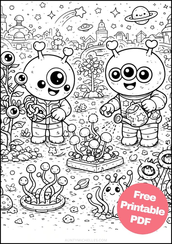 Free Printable Alien Coloring Pages for Kids Space Galaxy Colouring Book Sheets Printout PDF 4 Garden