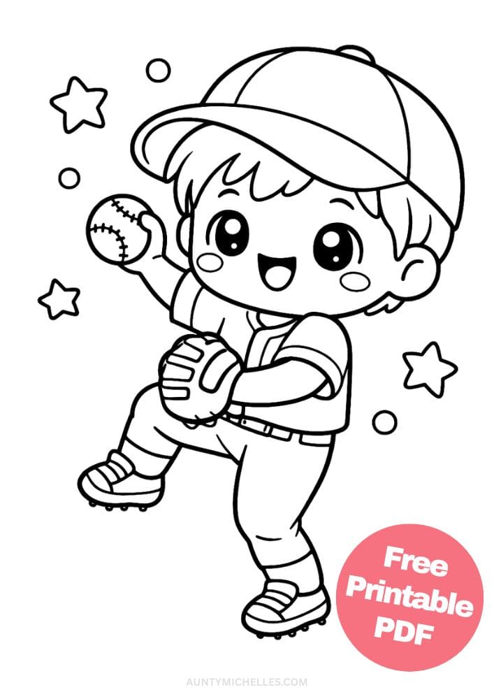 Free Printable Baseball Coloring Pages for Kids Sports Colouring Book Sheets Printout PDF 1 boy pitcher