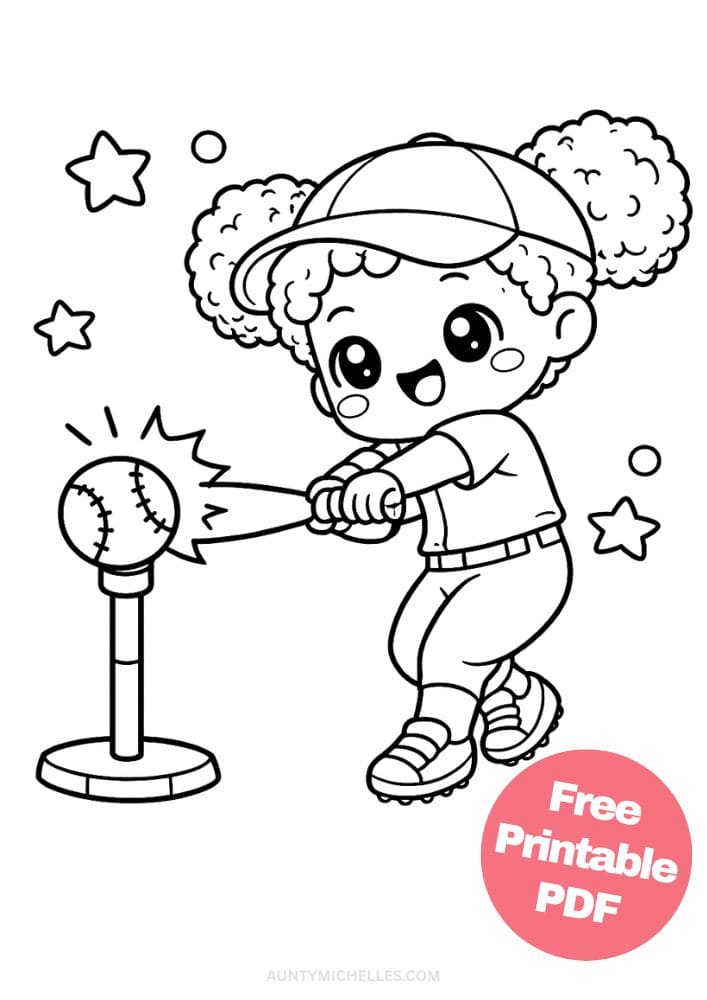 Free Printable Baseball Coloring Pages for Kids Sports Colouring Book Sheets Printout PDF 10 girl hitter diverse