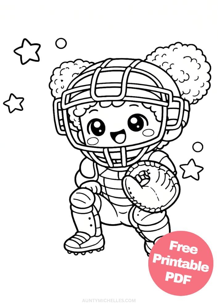 Free Printable Baseball Coloring Pages for Kids Sports Colouring Book Sheets Printout PDF 11 girl catcher diverse
