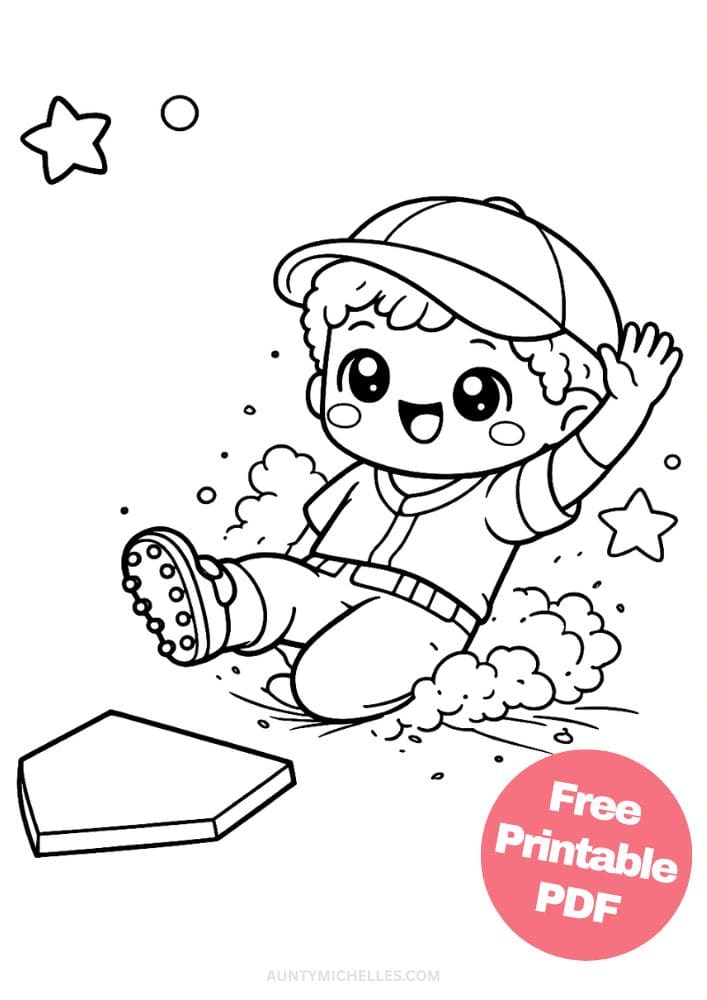 Free Printable Baseball Coloring Pages for Kids Sports Colouring Book Sheets Printout PDF 13 boy sliding into home