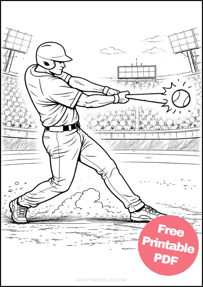 Free Printable Baseball Coloring Pages for Kids Sports Colouring Book Sheets Printout PDF 14 realisitc batter