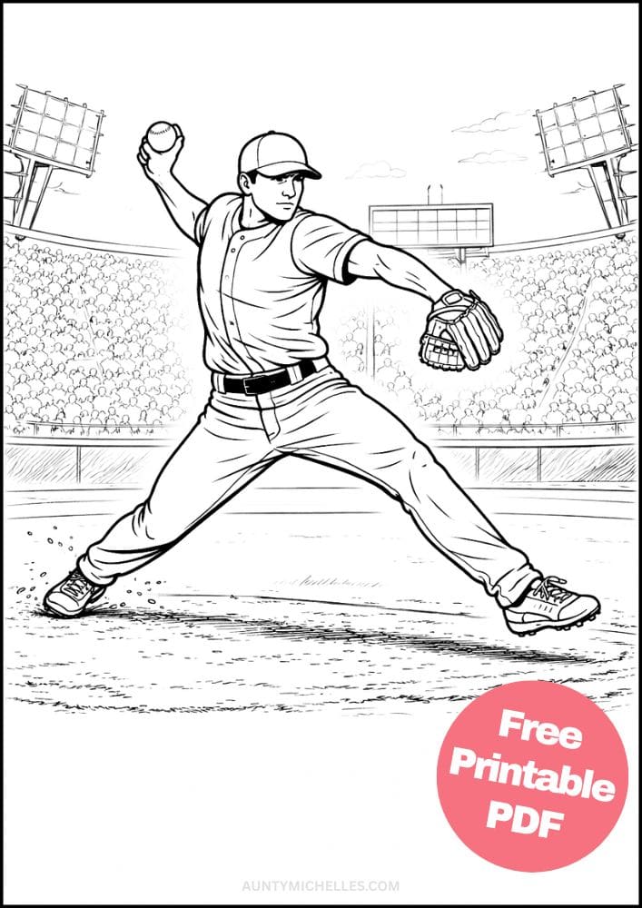Free Printable Baseball Coloring Pages for Kids Sports Colouring Book Sheets Printout PDF 16 realisitic pitcher