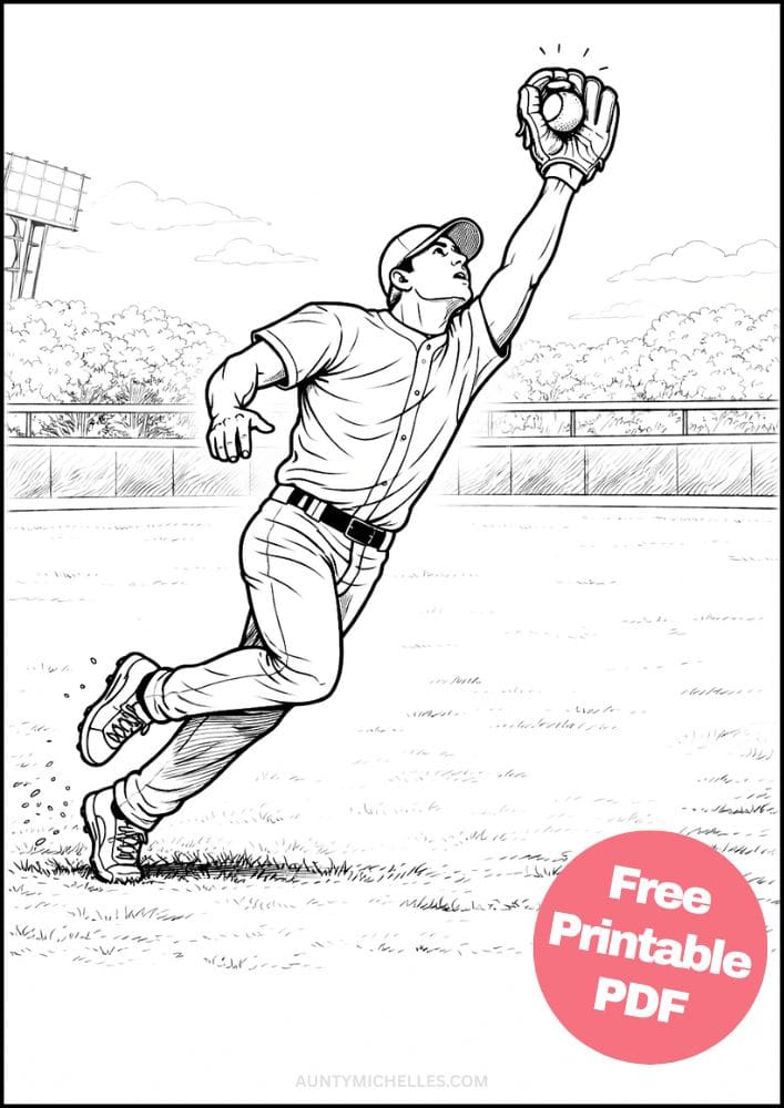 Free Printable Baseball Coloring Pages for Kids Sports Colouring Book Sheets Printout PDF 17 realisitc outfield catcher