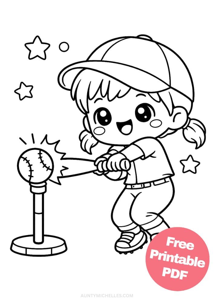 Free Printable Baseball Coloring Pages for Kids Sports Colouring Book Sheets Printout PDF 4 girl hitter