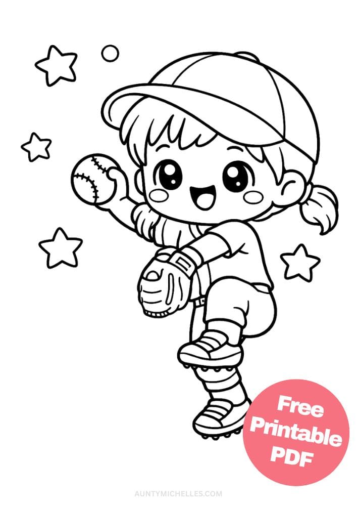 Free Printable Baseball Coloring Pages for Kids Sports Colouring Book Sheets Printout PDF 5 girl pitcher