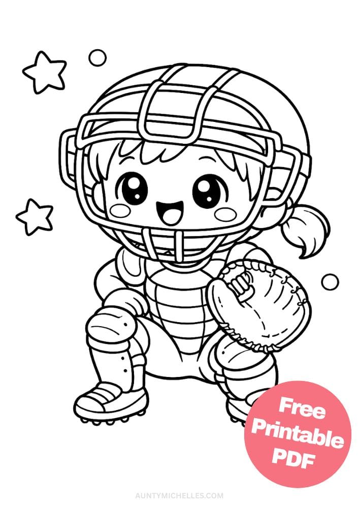 Free Printable Baseball Coloring Pages for Kids Sports Colouring Book Sheets Printout PDF 6 girl catcher